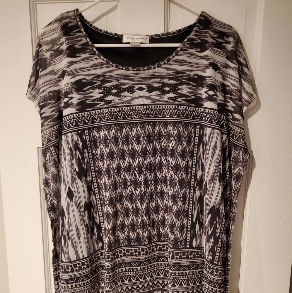 Black and White Patterned Women's Top